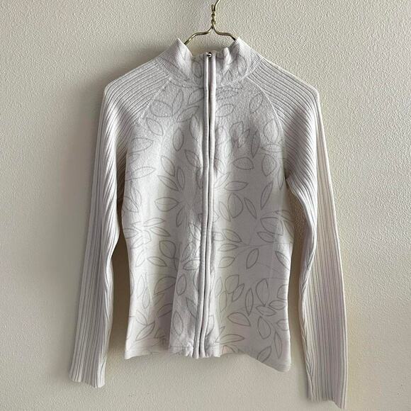 The North Face ivory knit zip up sweatshirt size M - Picture 1 of 6